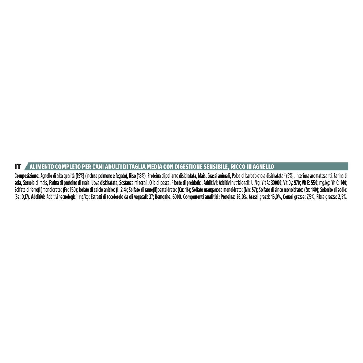 Purina Pro Plan Medium Adult Sensitive Digestion Ricco In Agnello
