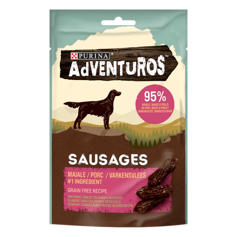 Adventuros High Meat Sausages nº1 ingrediente Maiale | Purinashop 70 g