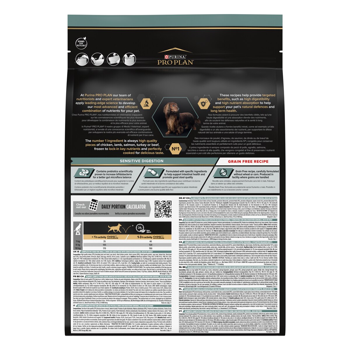 Purina Pro Plan Grain Free Formula Small & Mini Adult Sensitive Digestion Ricco In Tacchino
