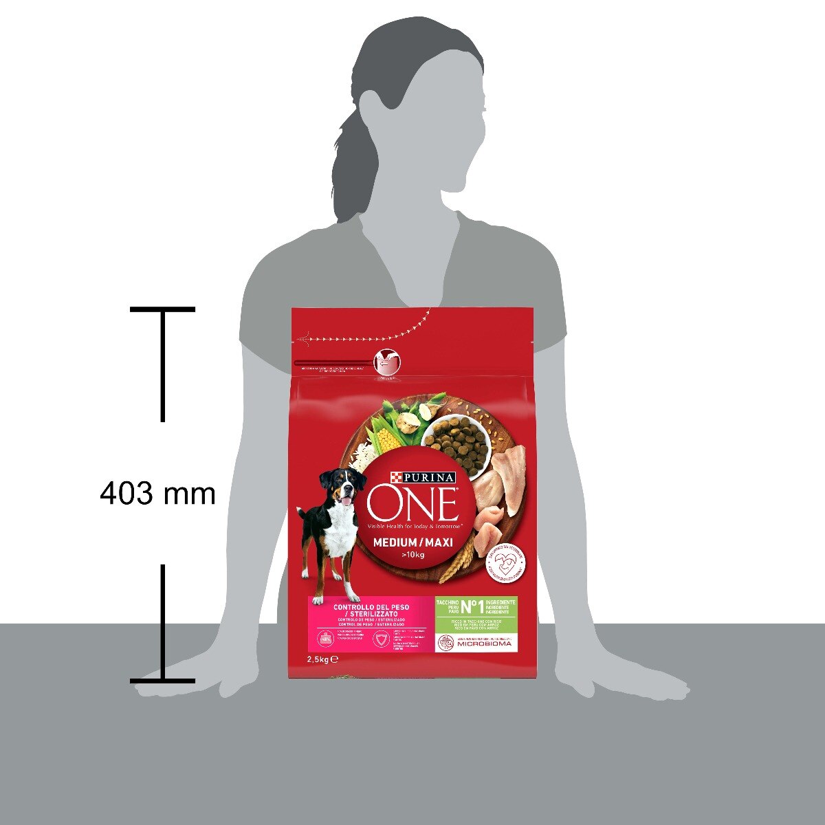 PURINA ONE® Medium / Maxi > 10kg Controllo del peso / Sterilizzato, Ricco in Tacchino con Riso