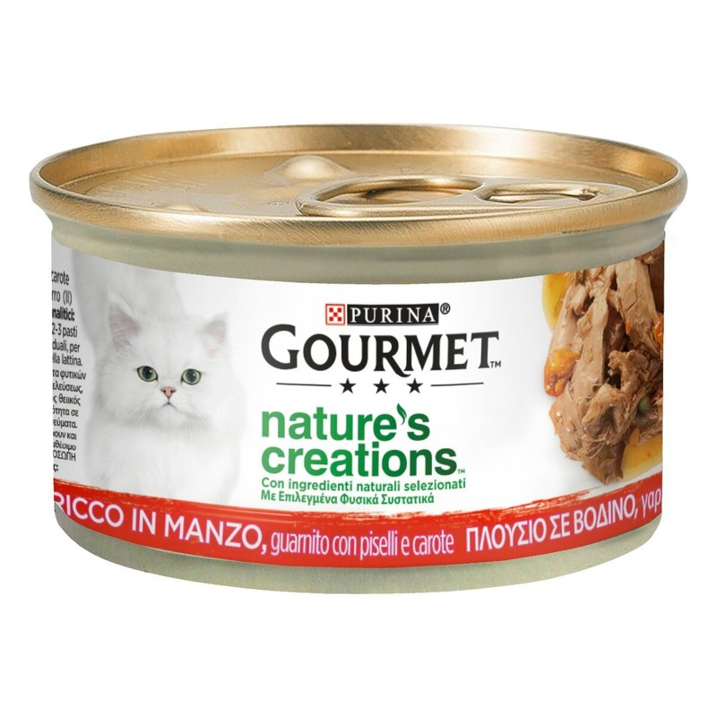 Gourmet Nature's Creations, Ricco in Manzo, guarnito con piselli e carote - Purina Shop 85 G