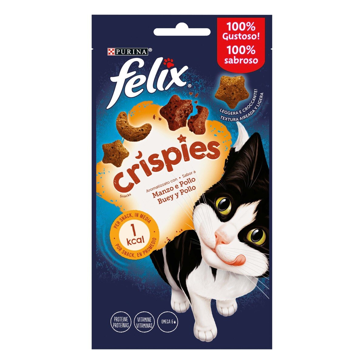 FELIX® Crispies Gatto Snack Aromatizzato con Manzo e Pollo