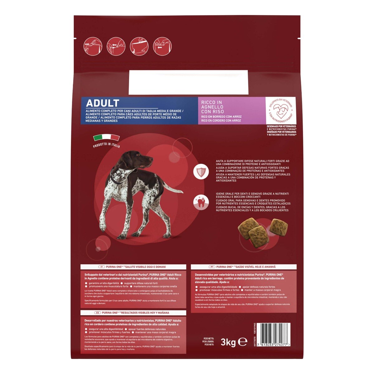 PURINA ONE® Dog Adult Ricco in Agnello con Riso