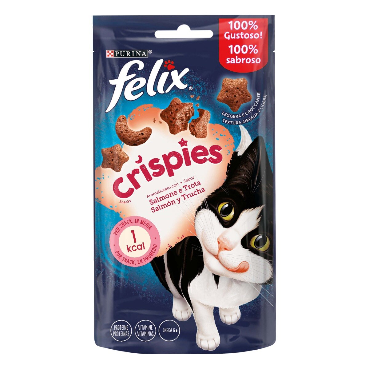 FELIX® Crispies Gatto Snack Aromatizzato con Salmone e Trota