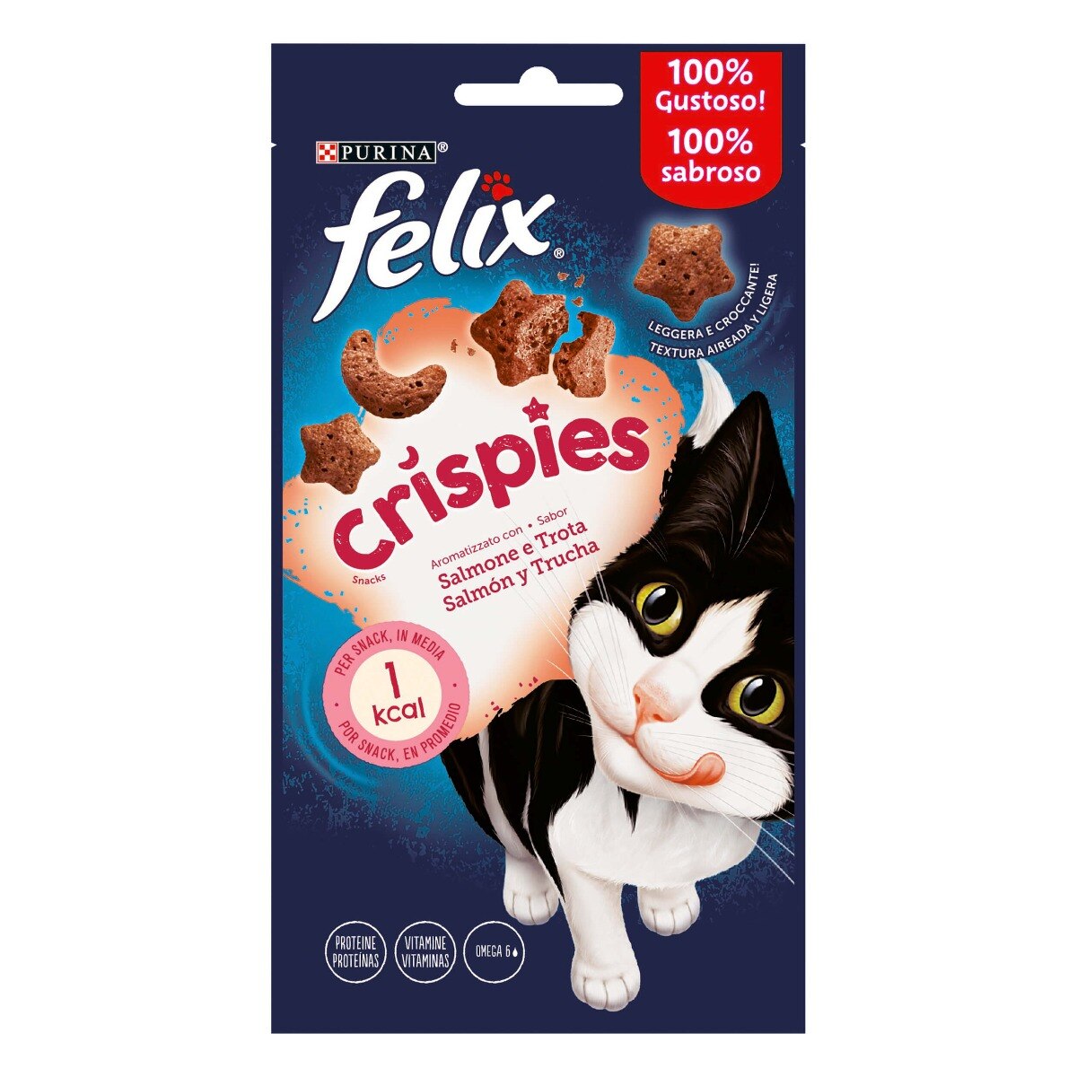 FELIX® Crispies Gatto Snack Aromatizzato con Salmone e Trota