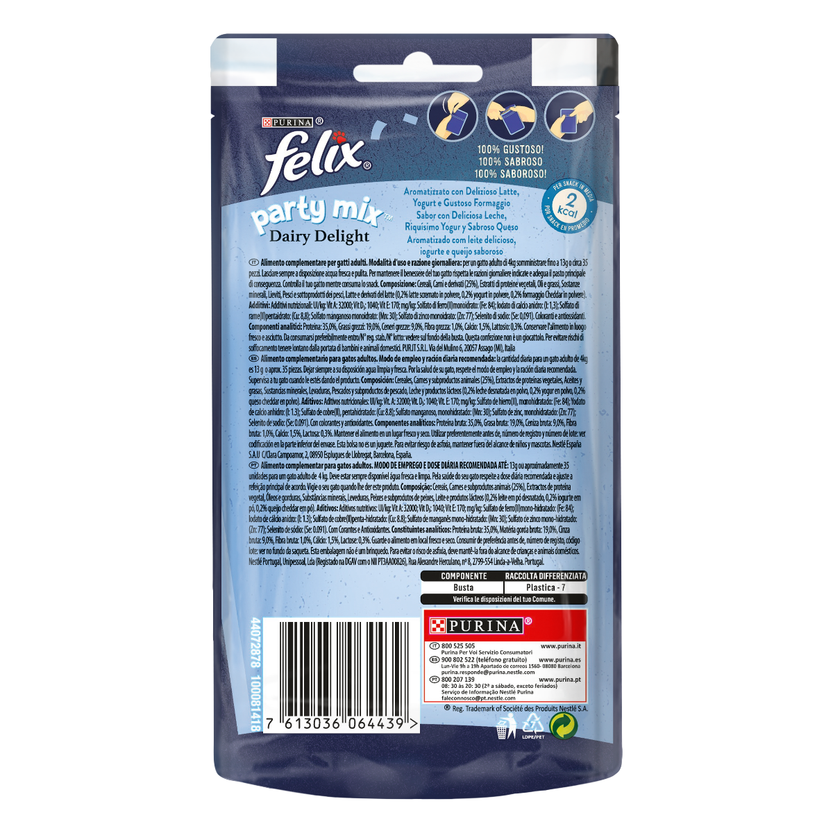FELIX® Party Mix Gatto Snack Dairy Delight Aromatizzato con delizioso latte, yogurt e gustoso formaggio