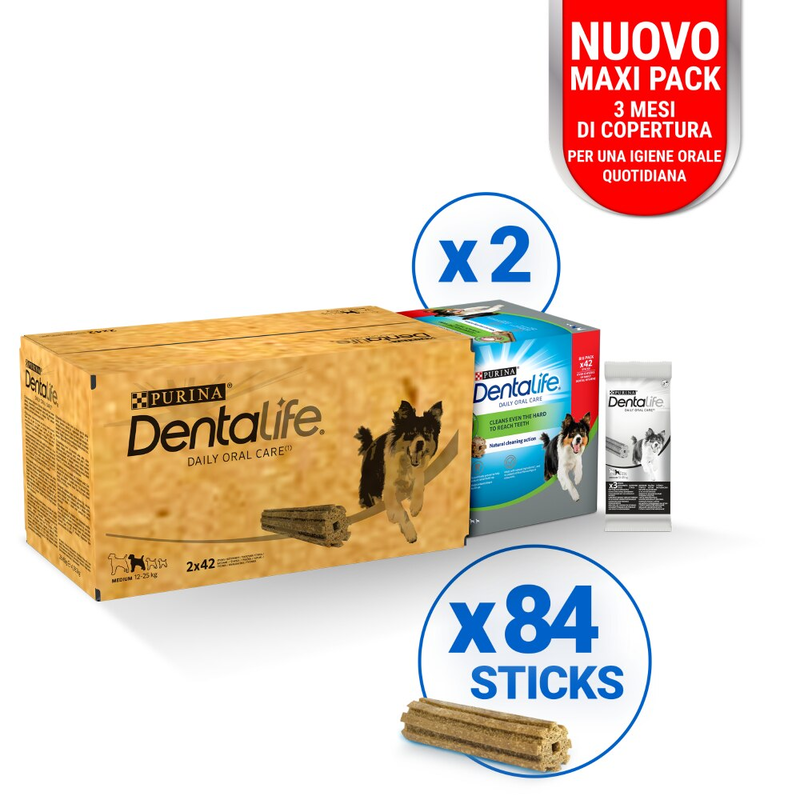 DENTALIFE Cane Snack per l'igiene orale Taglia Medium 84 sticks | PURINA Shop 1,932 kg