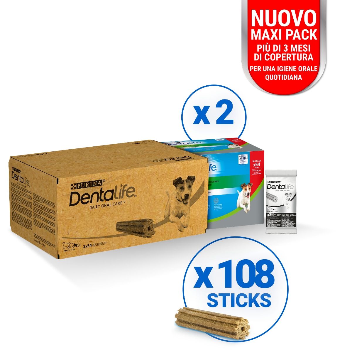 Snack dentale per cane taglia piccola – Purina DENTALIFE® Daily Oral Care con pollo 108 sticks
