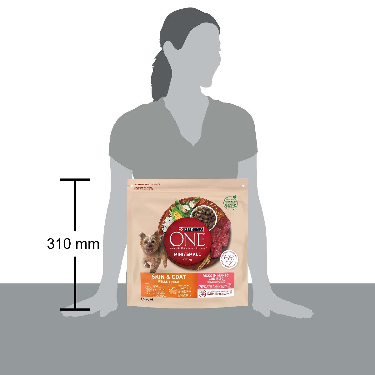 PURINA ONE® MINI/SMALL&nbsp;< 10kg Pelle e Pelo&nbsp;Ricco in Manzo con Riso