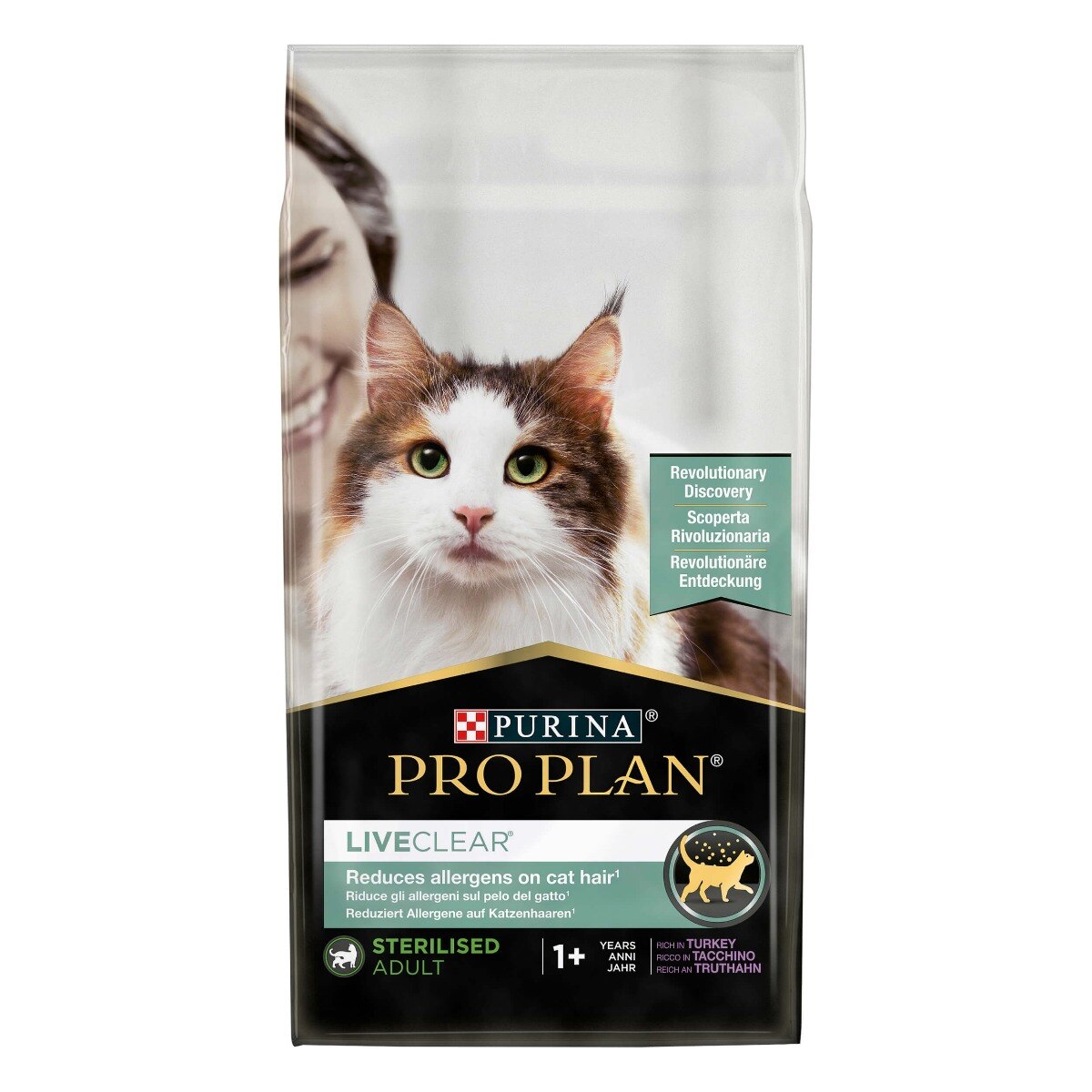 Crocchette per gatto adulto sterilizzato riduzione allergeni – Purina PRO PLAN® LiveClear® Ricco in Tacchino 1,4 kg