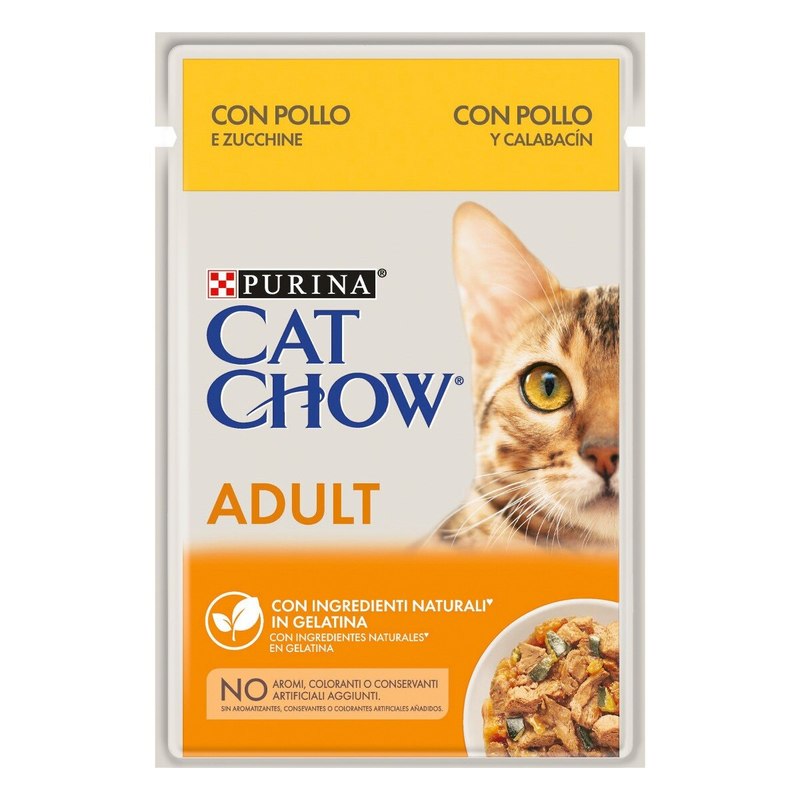 CAT CHOW Adult, pezzetti in gelatina Pollo e Zucchine | PURINA Shop 85 g