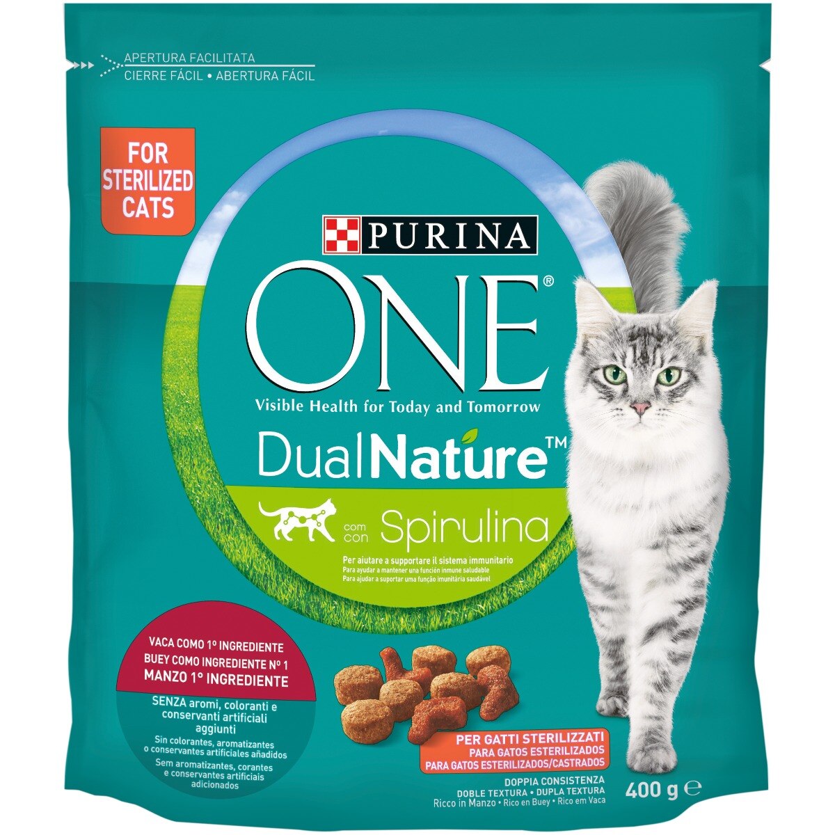 PURINA ONE DUALNATURE Crocchette Gatto Steril Ricco in Manzo e con Spirulina Naturale