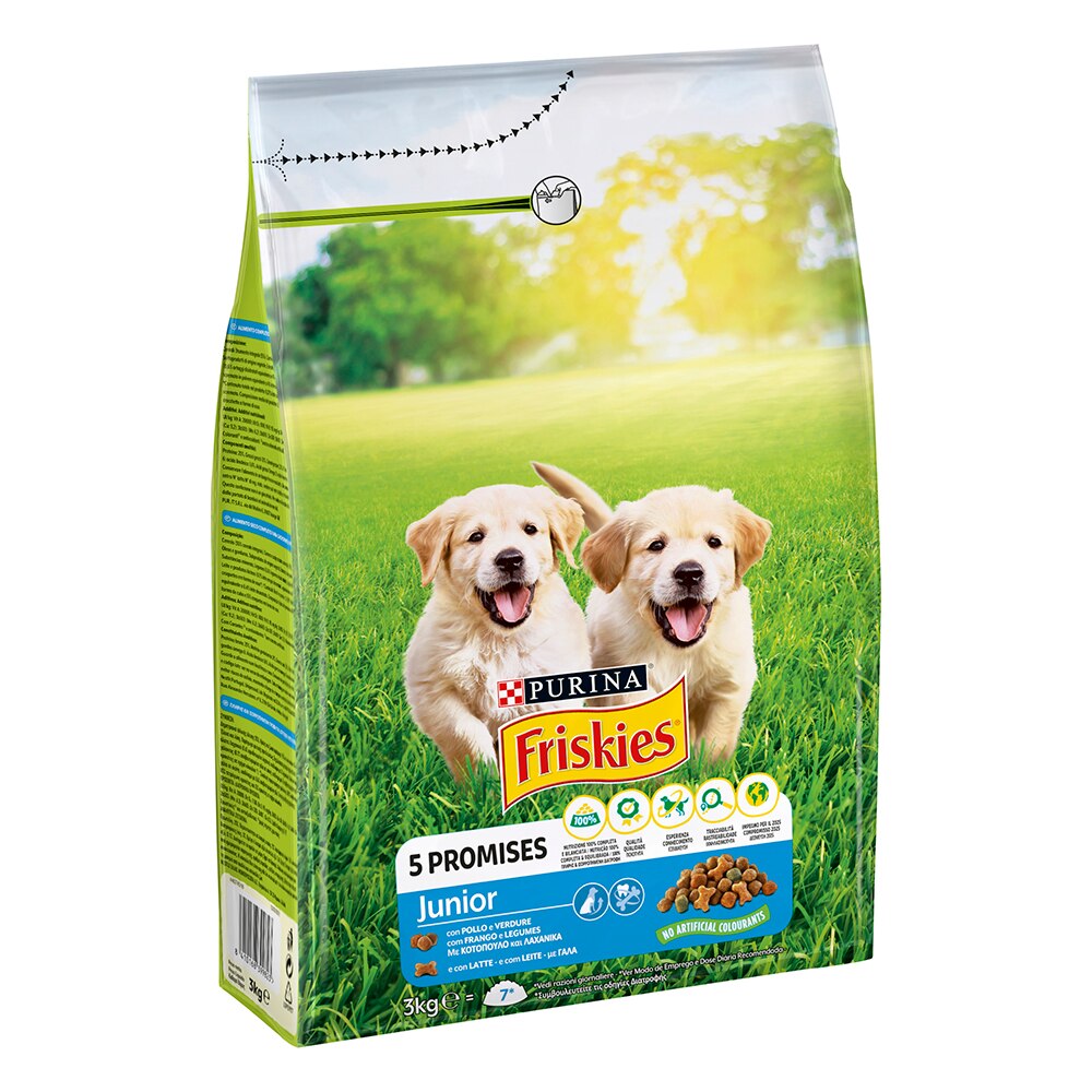 FRISKIES® Cane Crocchette Junior con Pollo e Verdure con Latte