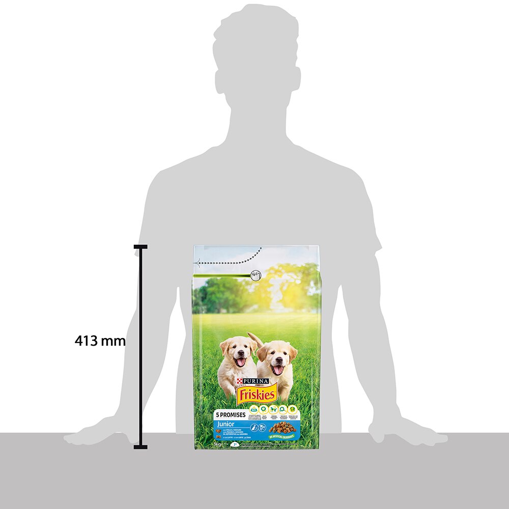 FRISKIES® Cane Crocchette Junior con Pollo e Verdure con Latte