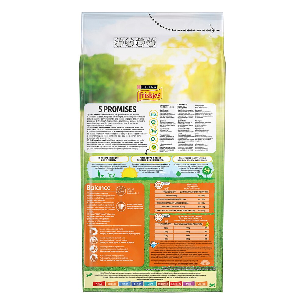 FRISKIES® Cane Crocchette Balance con un gustoso mix di Pollo e Manzo e con Verdure