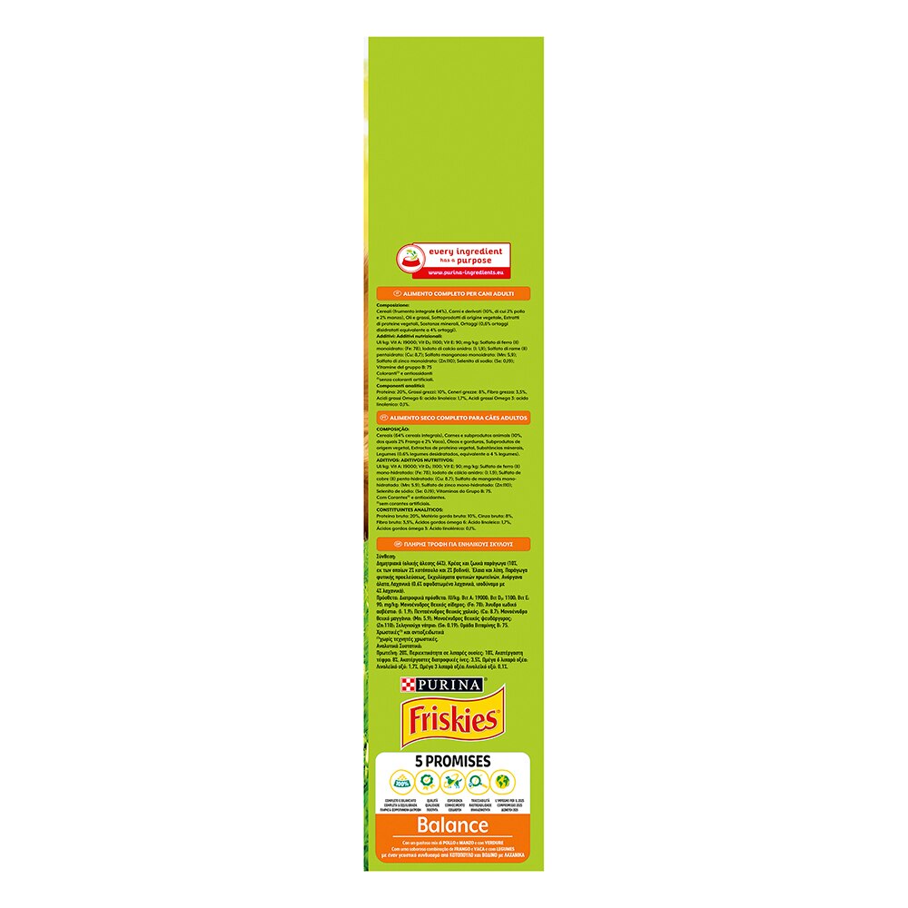 FRISKIES® Cane Crocchette Balance con un gustoso mix di Pollo e Manzo e con Verdure