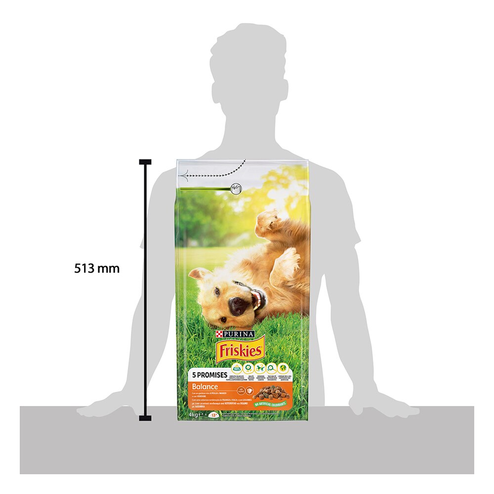 FRISKIES® Cane Crocchette Balance con un gustoso mix di Pollo e Manzo e con Verdure