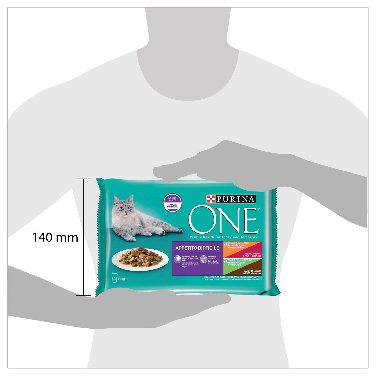 PURINA ONE® Appetito Difficile Filettini in Salsa con Pollo e Manzo, Tacchino e Anatra