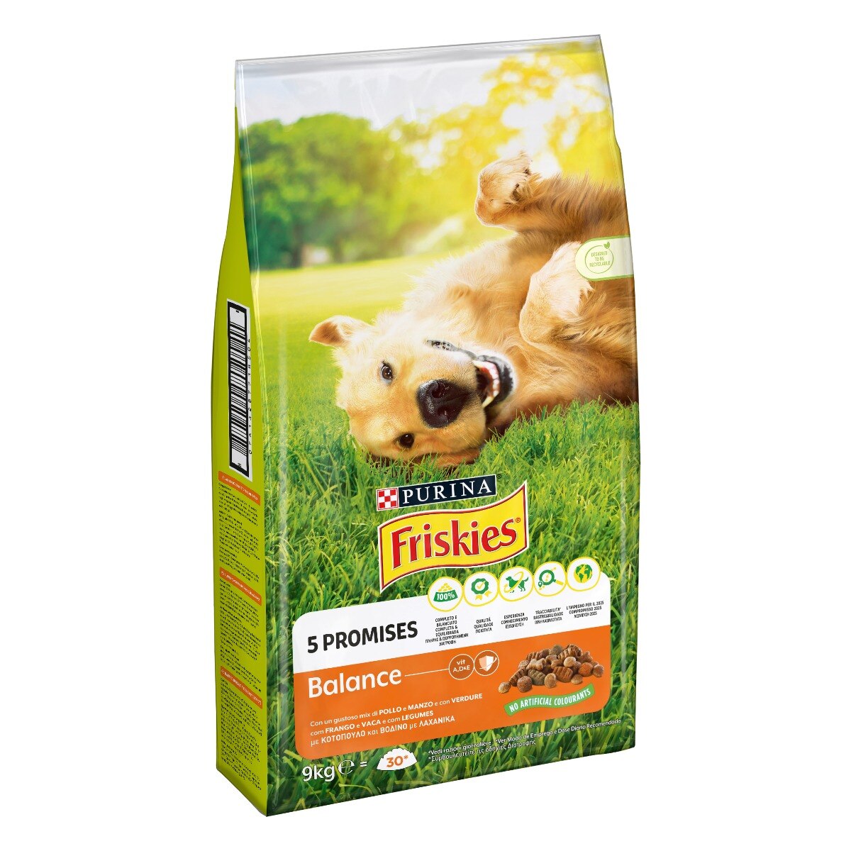 FRISKIES® Cane Crocchette Balance con un gustoso mix di Pollo e Manzo e con Verdure