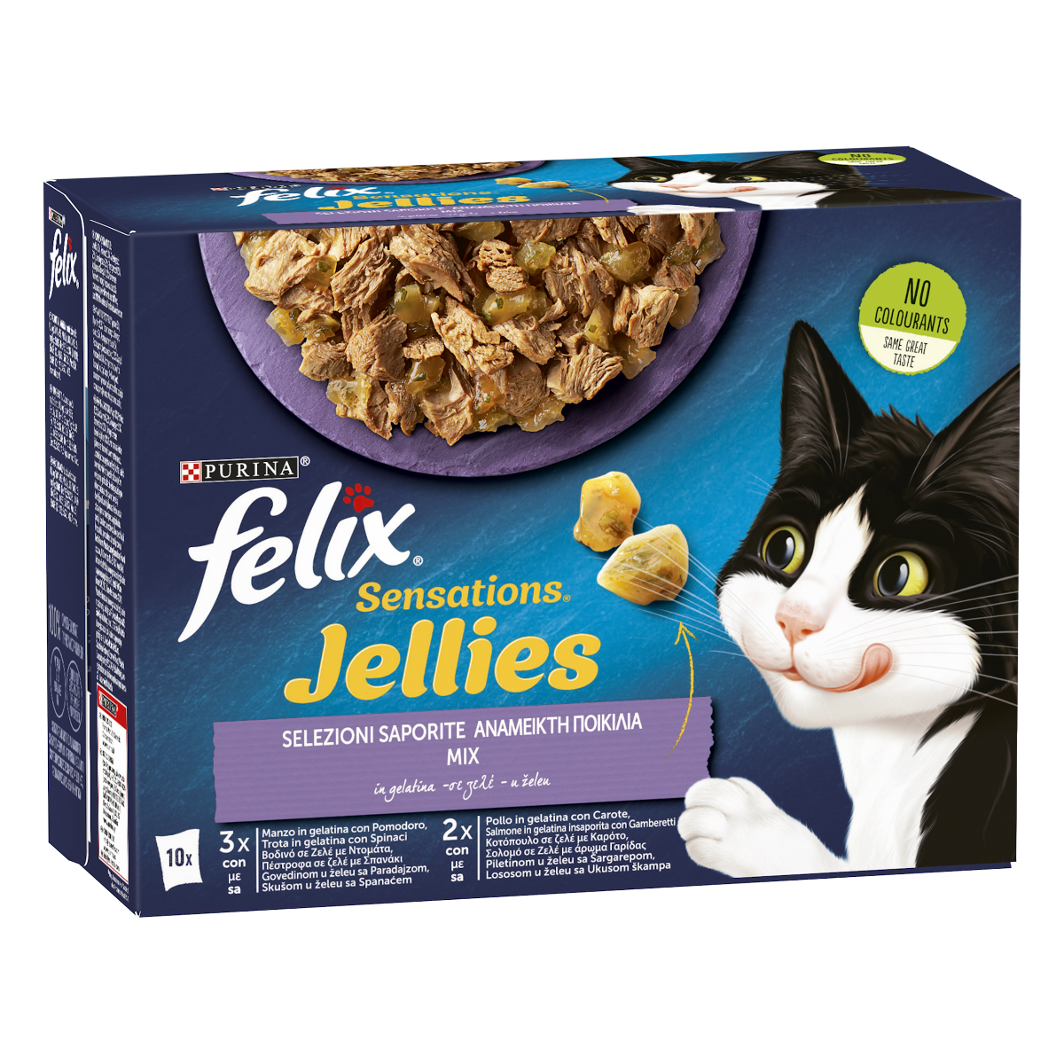 FELIX® Sensations Jellies Selezioni Saporite (manzo&pomodoro/trota&spinaci/pollo&carote/salmone&gamberetti)