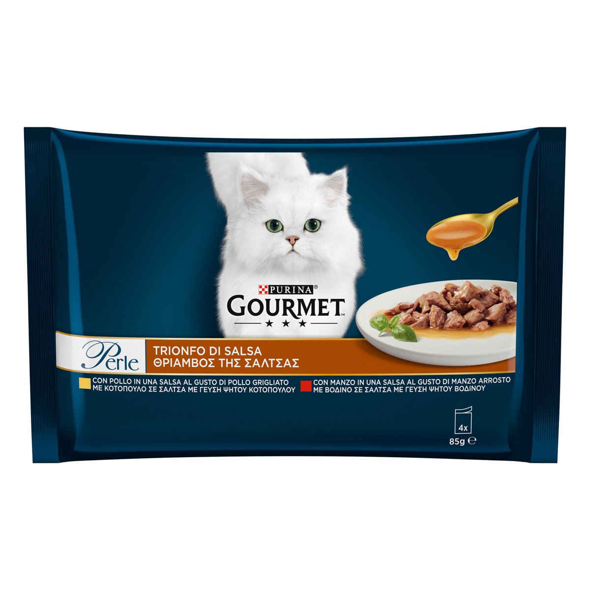 GOURMET® Perle Trionfo di Salsa Gatto con Manzo, Pollo