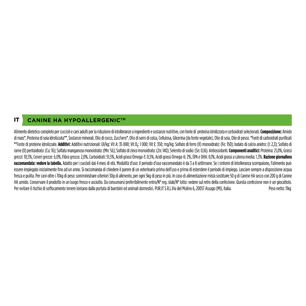 PURINA PRO PLAN® VETERINARY DIETS secco cane HA Hypoallergenic