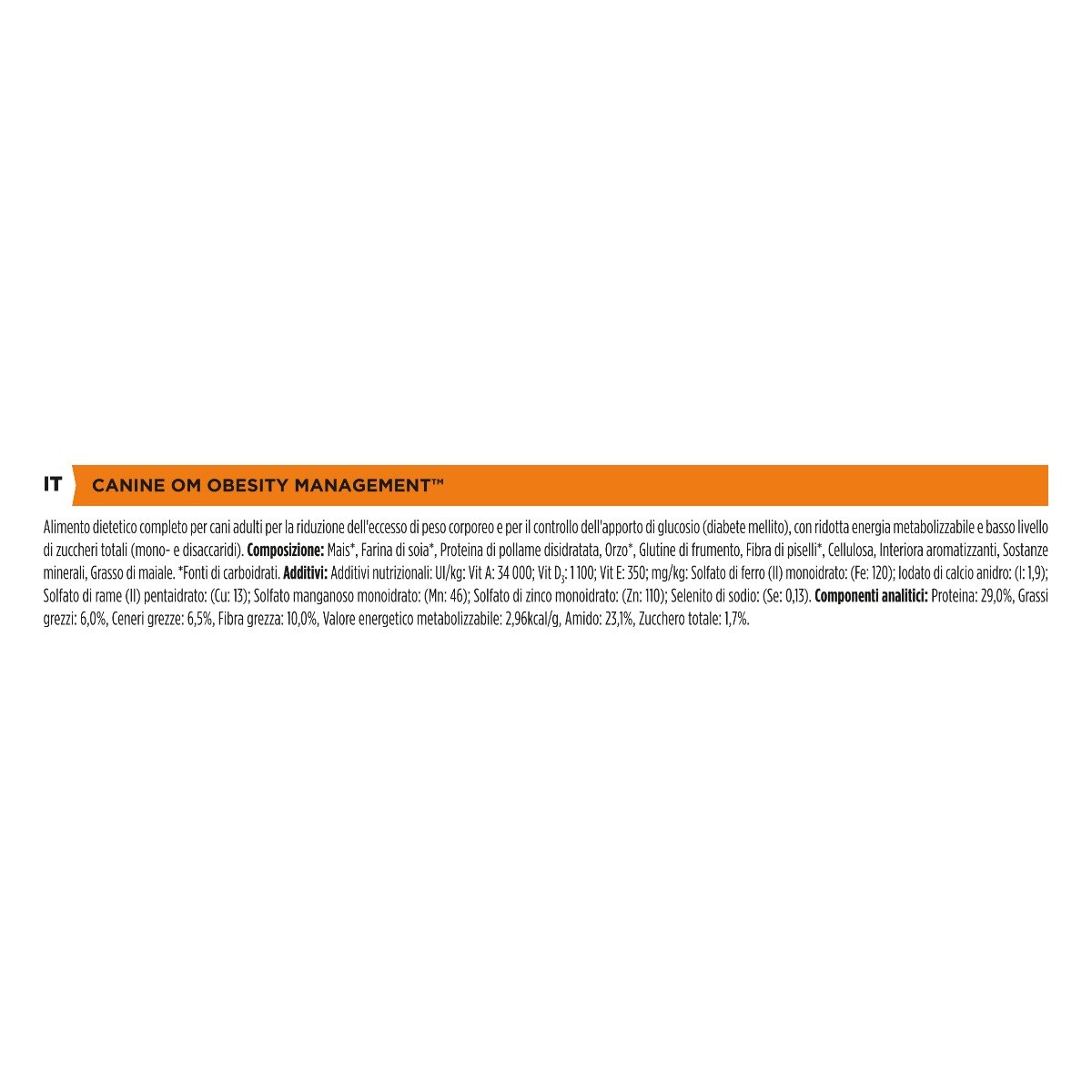 PURINA PRO PLAN® VETERINARY DIETS secco cane OM Obesity Management