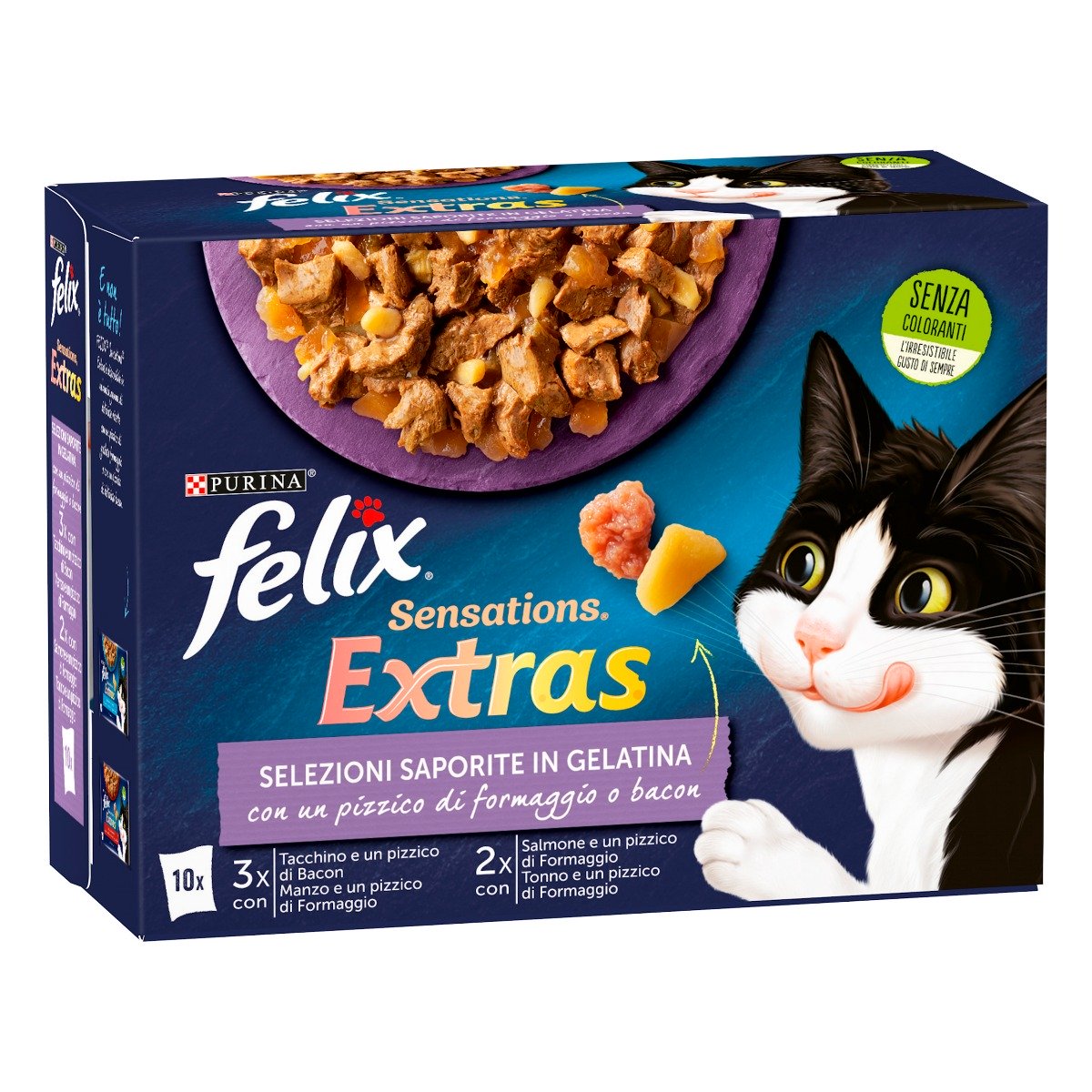 FELIX® Sensations Extras Selezioni Saporite in gelatina - (Tacchino&bacon/manzo&Form/Salm&Form/tonno&form)