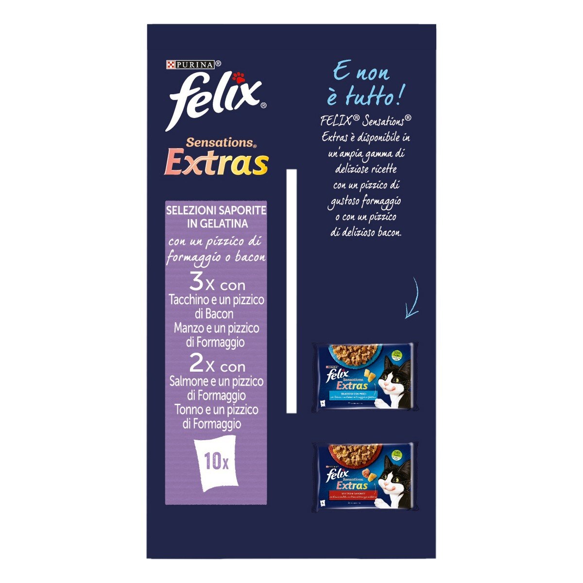 FELIX® Sensations Extras Selezioni Saporite in gelatina - (Tacchino&bacon/manzo&Form/Salm&Form/tonno&form)