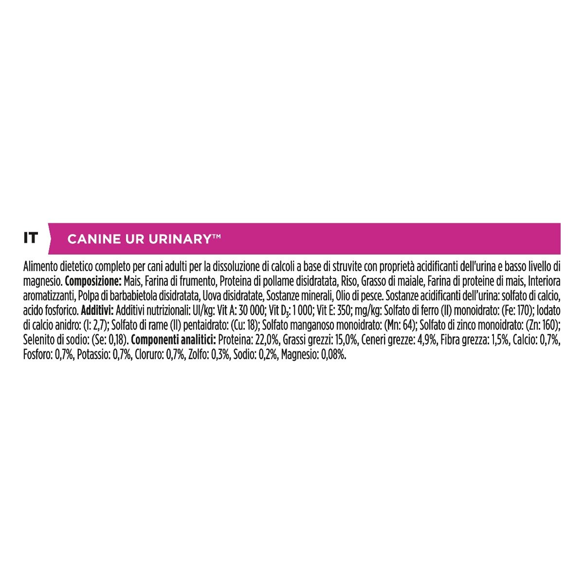 PURINA PRO PLAN® VETERINARY DIETS secco cane UR Urinary