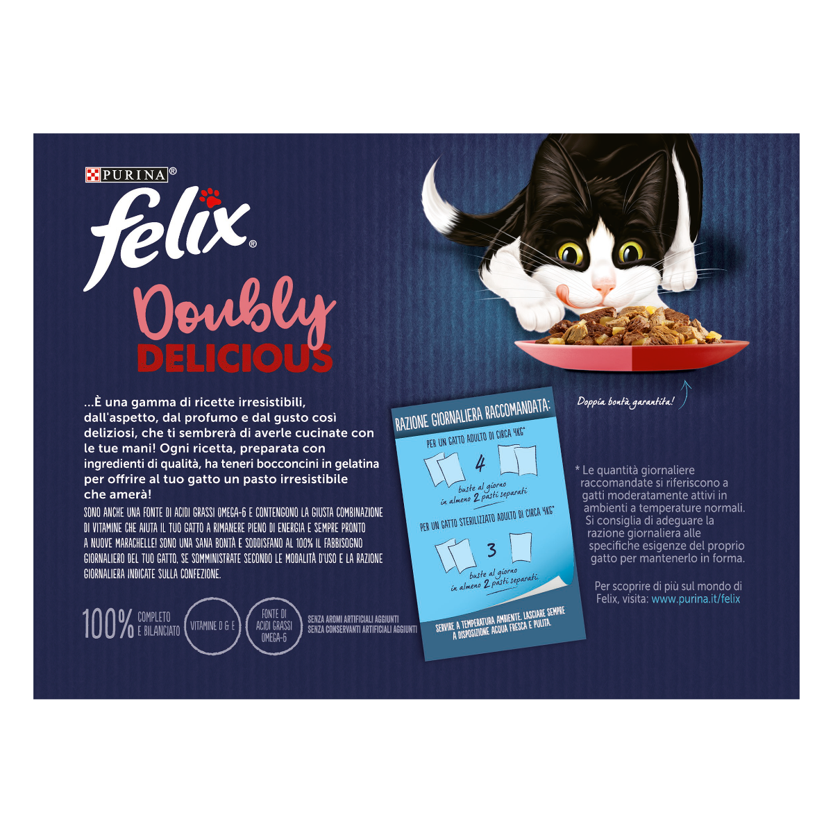 FELIX® Doubly Delicious Selezioni Miste - (manzo&Pollame/Tacchino&fegato/salmone&sardine/trota&sgombro)