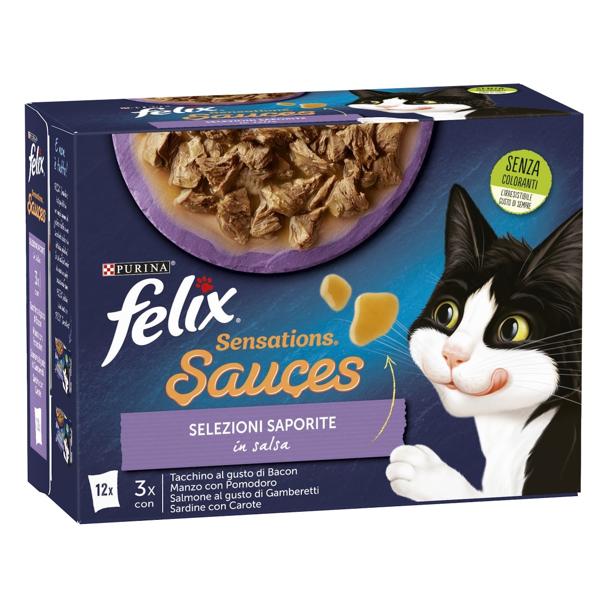 FELIX® Sensations Sauces Selezioni Saporite - (tacchino&bacon/Manzo&Pomodoro/Salmone&gamberetti/Sardine&carote)