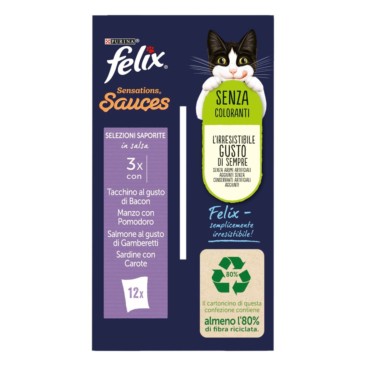 FELIX® Sensations Sauces Selezioni Saporite - (tacchino&bacon/Manzo&Pomodoro/Salmone&gamberetti/Sardine&carote)