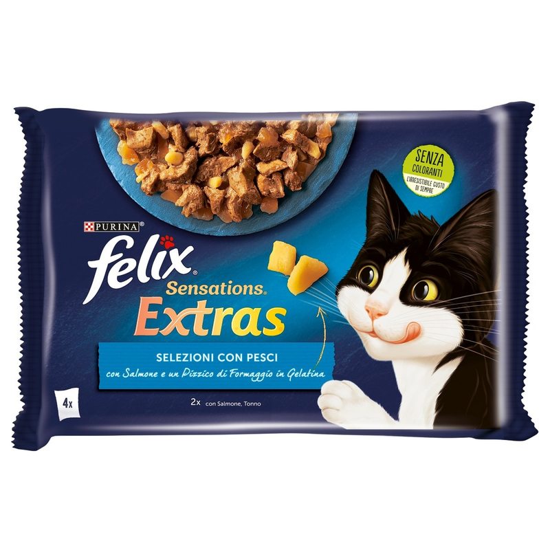 Felix Sensations Extras gatti salmone tonno e formaggio | Purina Shop 4x85 g