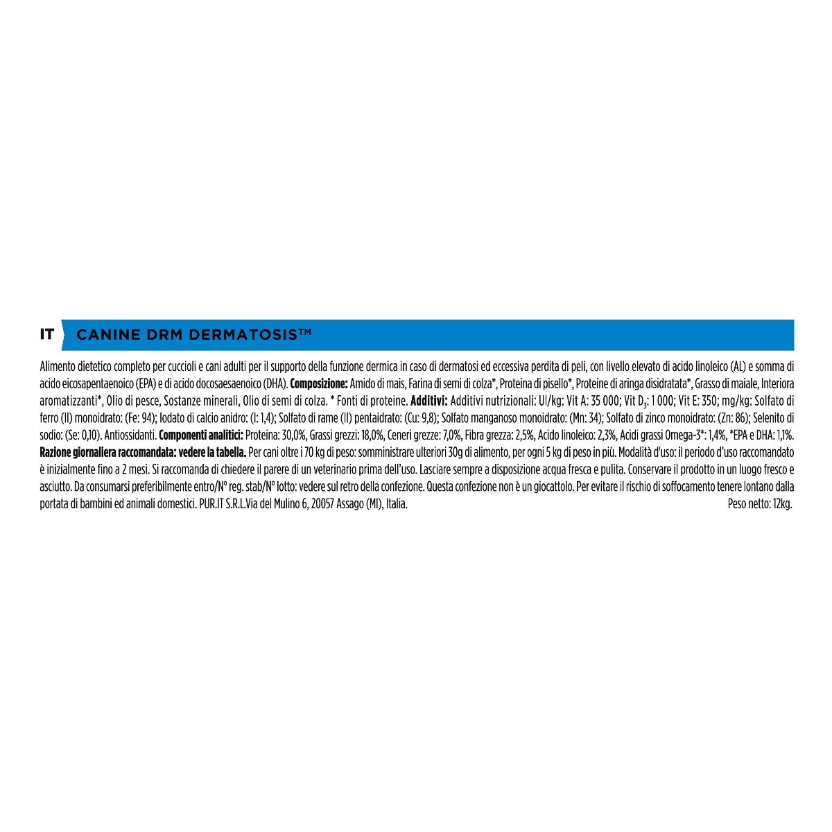 PURINA PRO PLAN® VETERINARY DIETS secco cane DRM Dermatosis