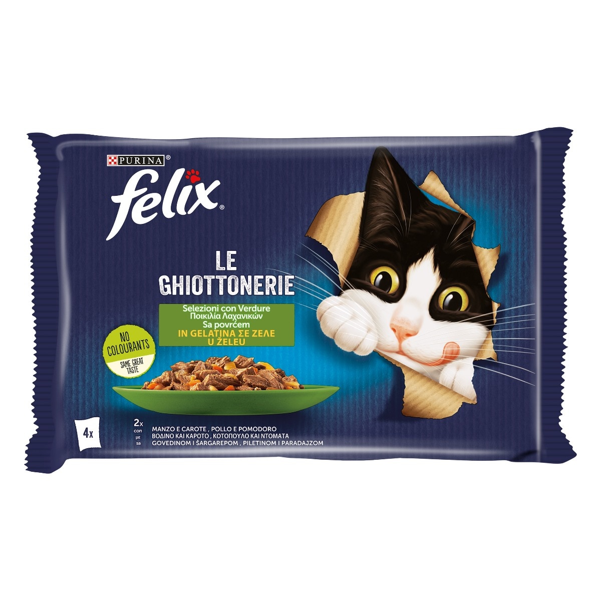 FELIX® Le GHIOTTONERIE Gatto con Manzo&Carote e con Pollo&Pomodoro