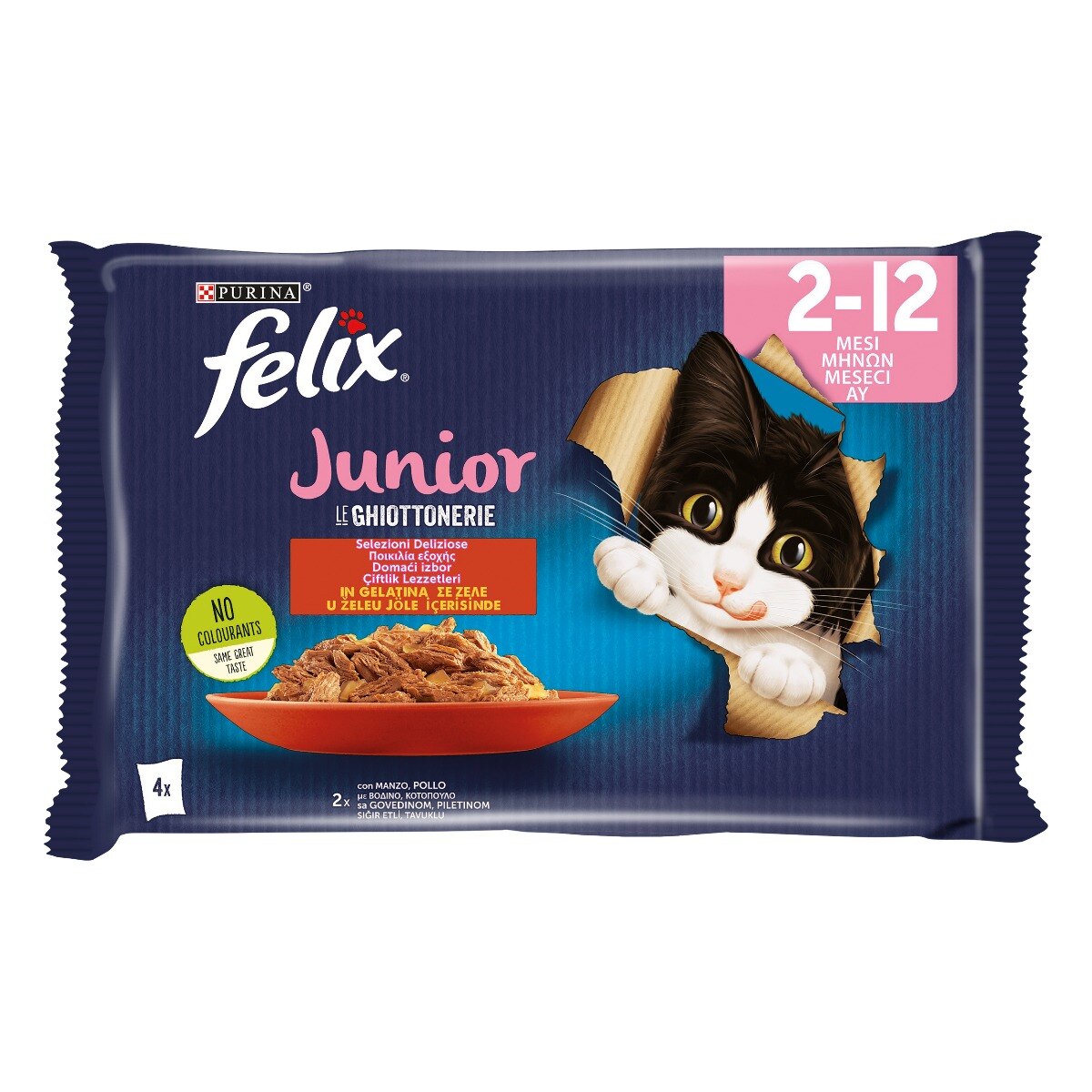 FELIX® Le GHIOTTONERIE Gatto Junior con Manzo e con Pollo