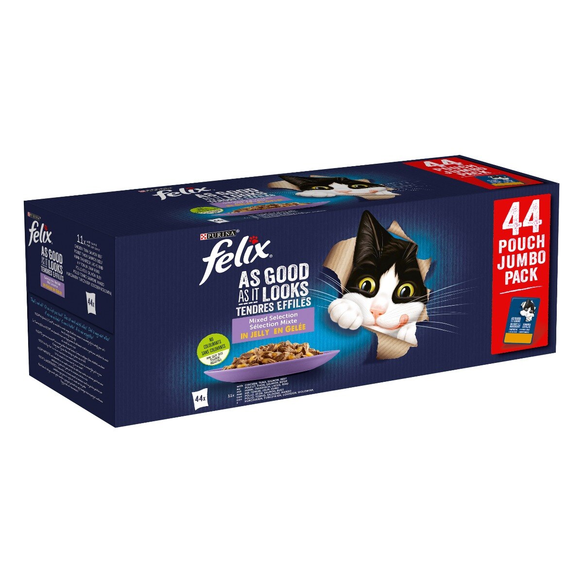 FELIX® LE GHIOTTONERIE Multipack Gatto con Pollo, Manzo, Salmone e Tonno 44x85g