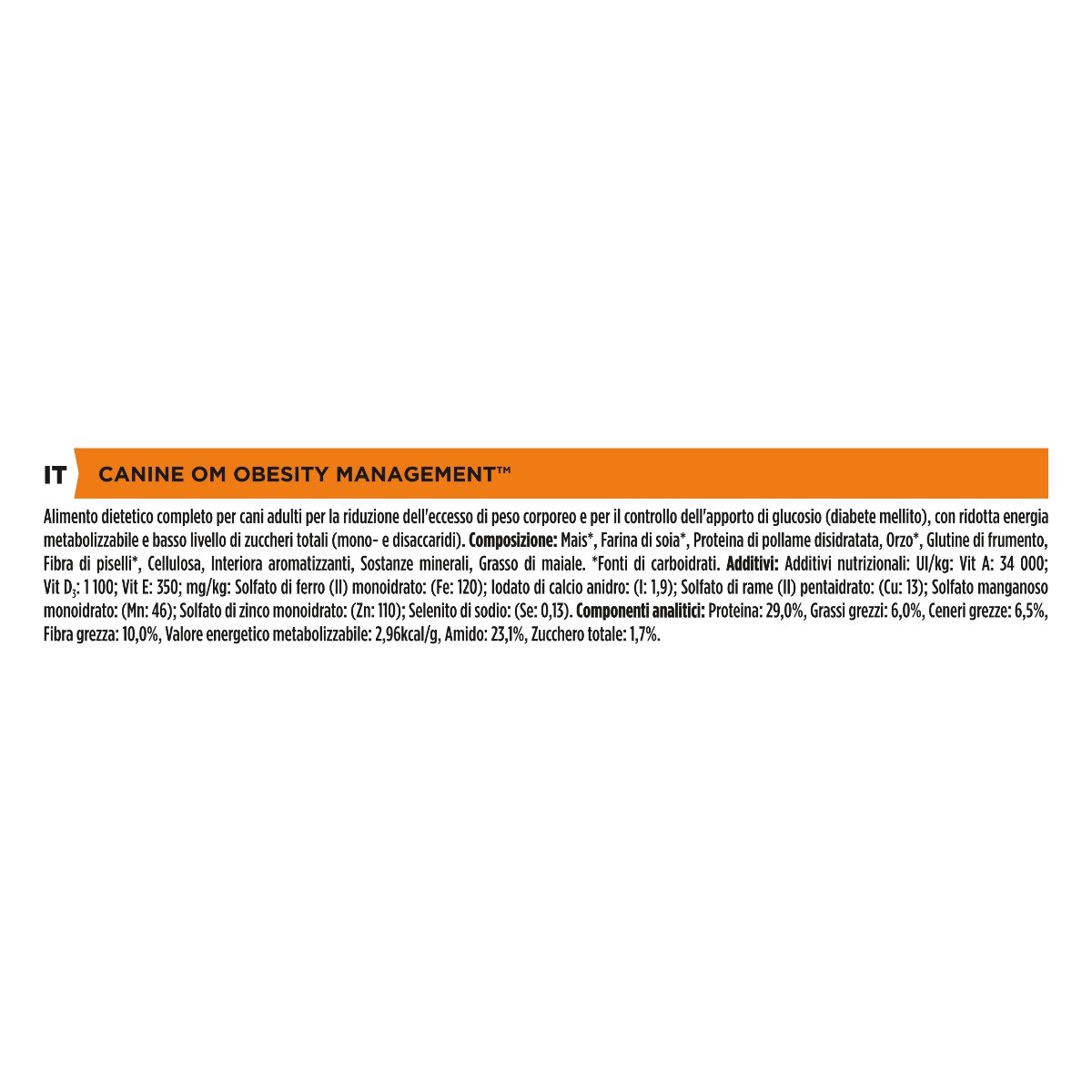 PURINA PRO PLAN® VETERINARY DIETS secco cane OM Obesity Management