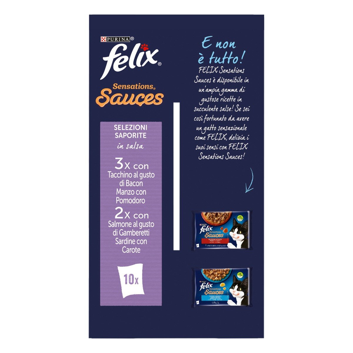 FELIX® Sensations Sauces Selezioni Saporite - (tacchino&bacon/Manzo&Pomodoro/Salmone&gamberetti/Sardine&carote)
