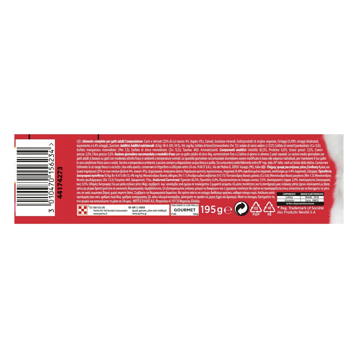 GOURMET® Rosso Gatto Fettine con Manzo, Fegato e Verdure