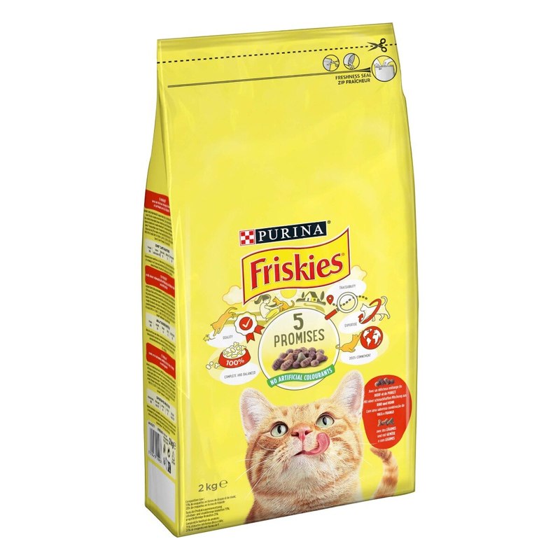FRISKIES Gatto Crocchette Adult con un gustoso mix di Manzo e Pollo e con Verdure - Purina Shop sacco 2 kg