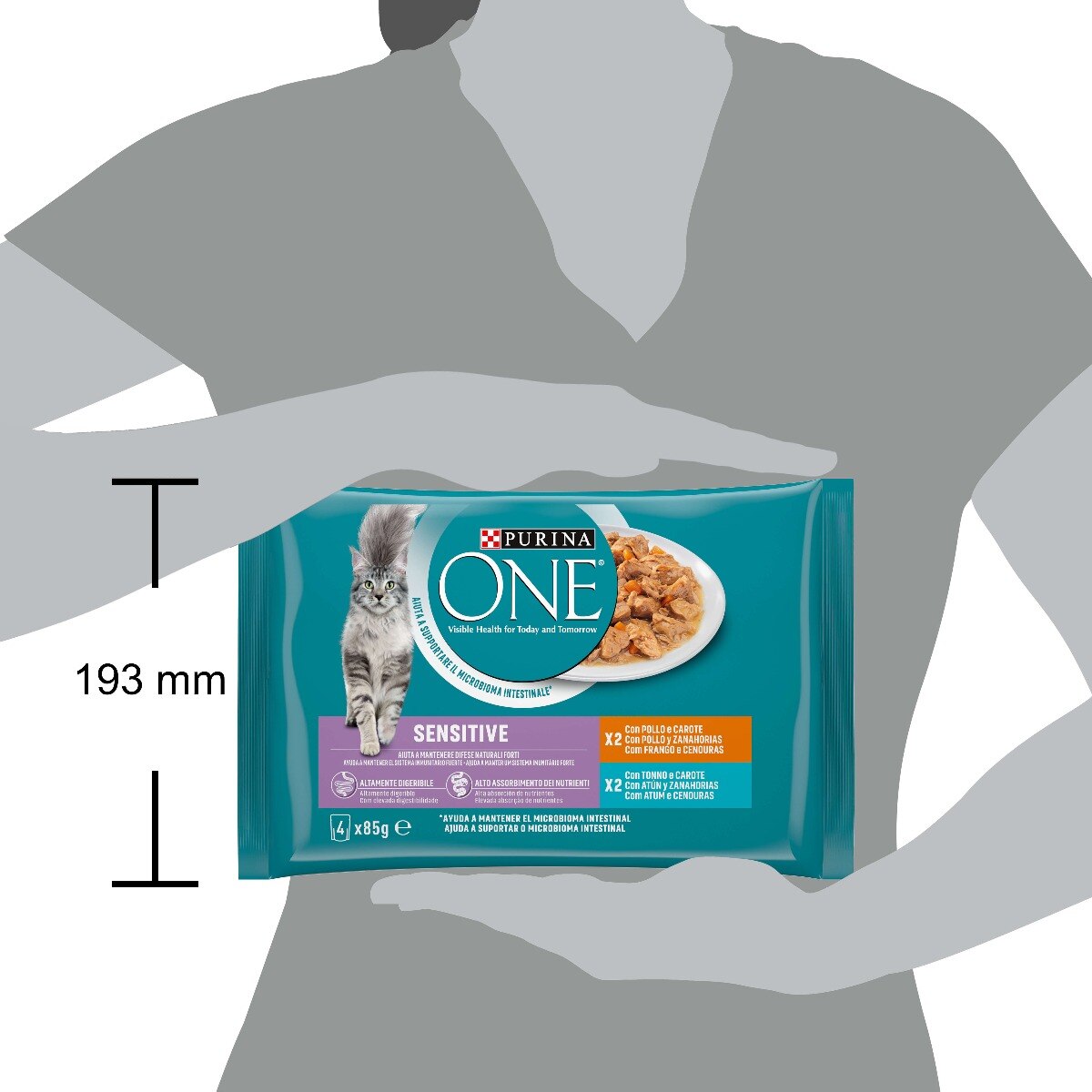 PURINA ONE® SENSITIVE filettini in salsa con Pollo e Carote, Tonno e Carote