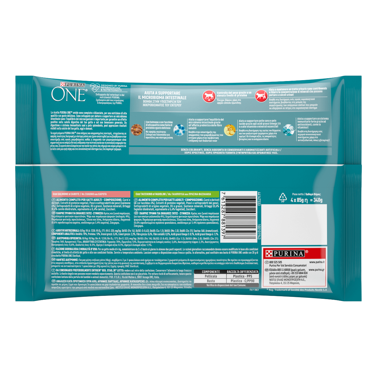 PURINA ONE® STERILCAT Filettini in Salsa con Salmone e Carote, Tacchino e Fagiolini