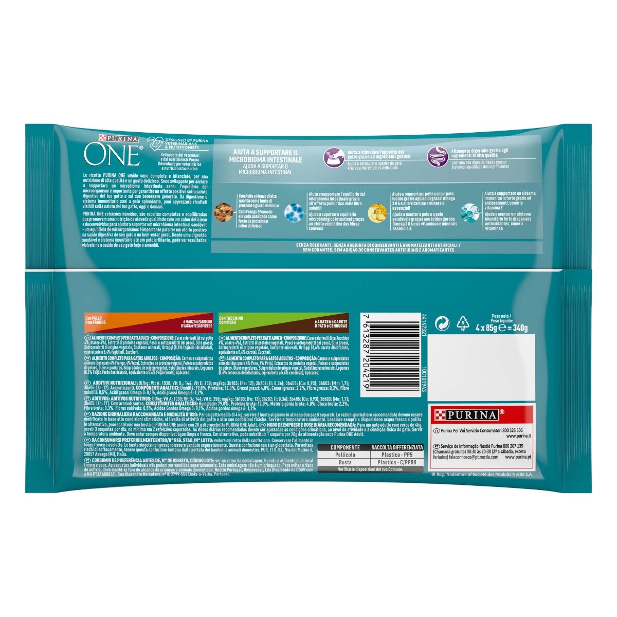 PURINA ONE® Appetito Difficile Filettini in Salsa con Pollo e Manzo, Tacchino e Anatra