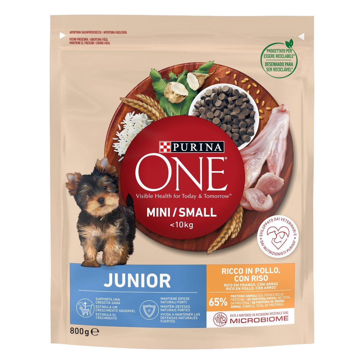 PURINA ONE® MINI/SMALL < 10kg Junior Ricco in Pollo con Riso