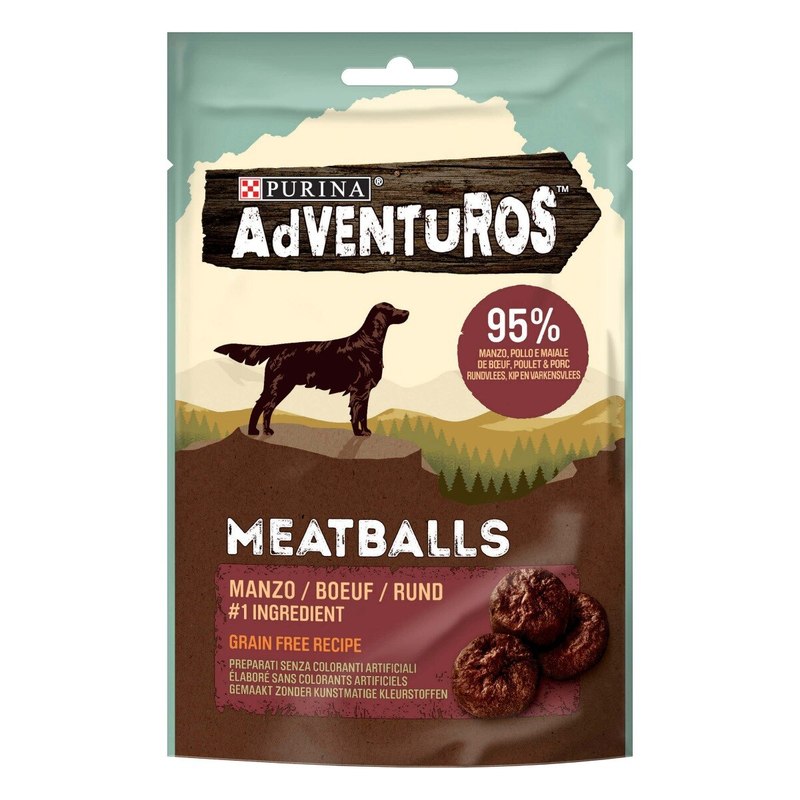 Adventuros High Meat Meatballs nº1 ingrediente Manzo | PURINA Shop 70 g