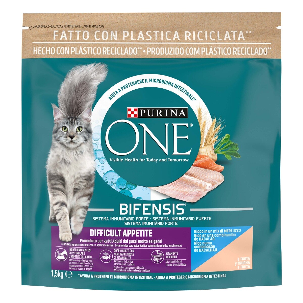 PURINA ONE®&nbsp;Appetito Difficile, Ricco in Merluzzo e Trota