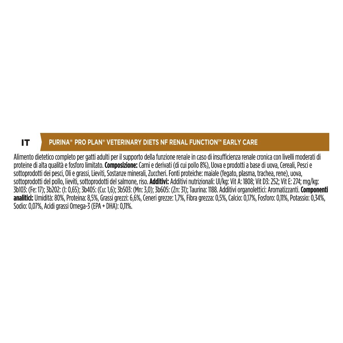 PURINA PRO PLAN® VETERINARY DIETS umido gatto NF Renal FunctionTM Early Care - pollo