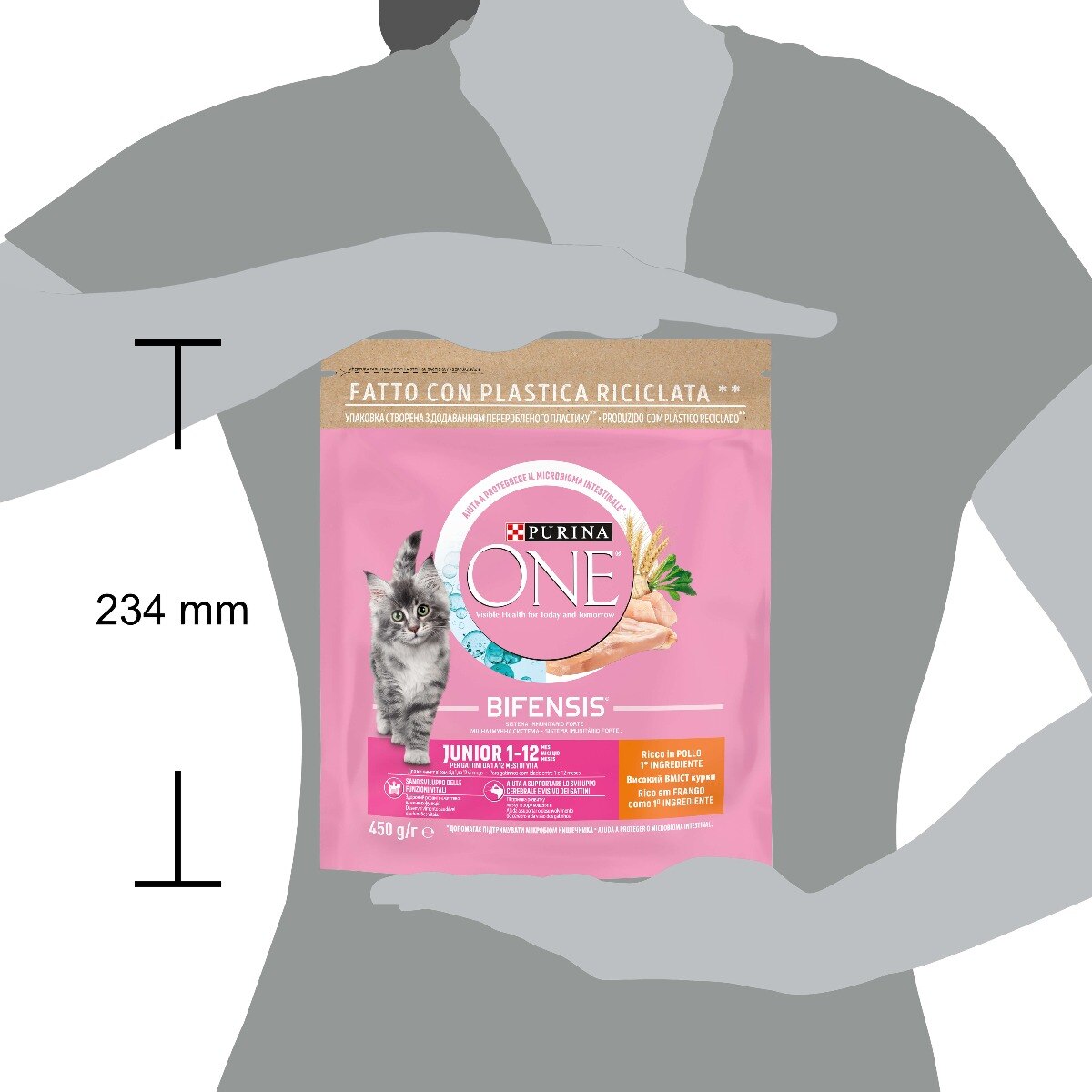 Cibo secco per gatto junior – Purina ONE® Ricco in Pollo e Grano Integrale 450 g

